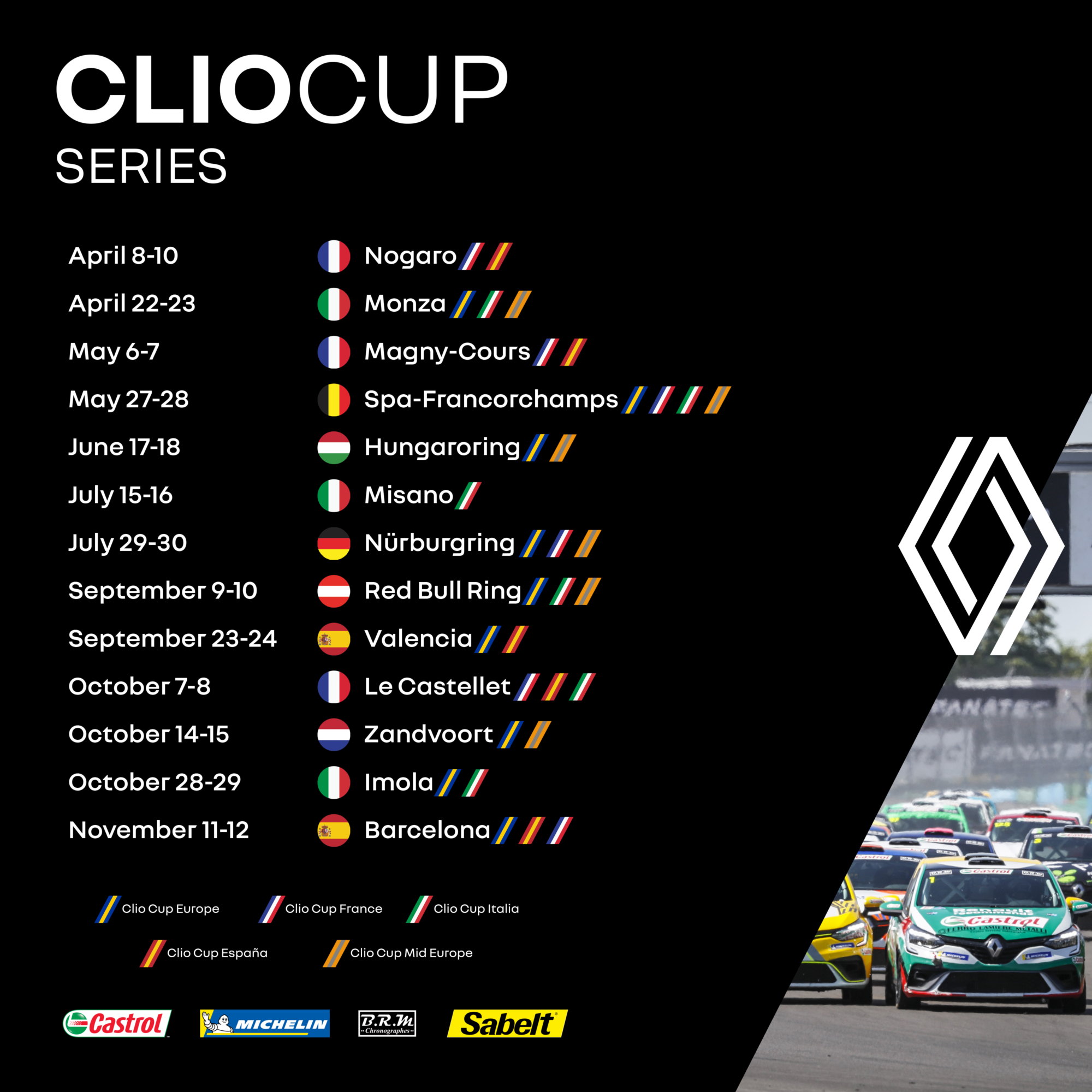 2023 Clio Cup calendars