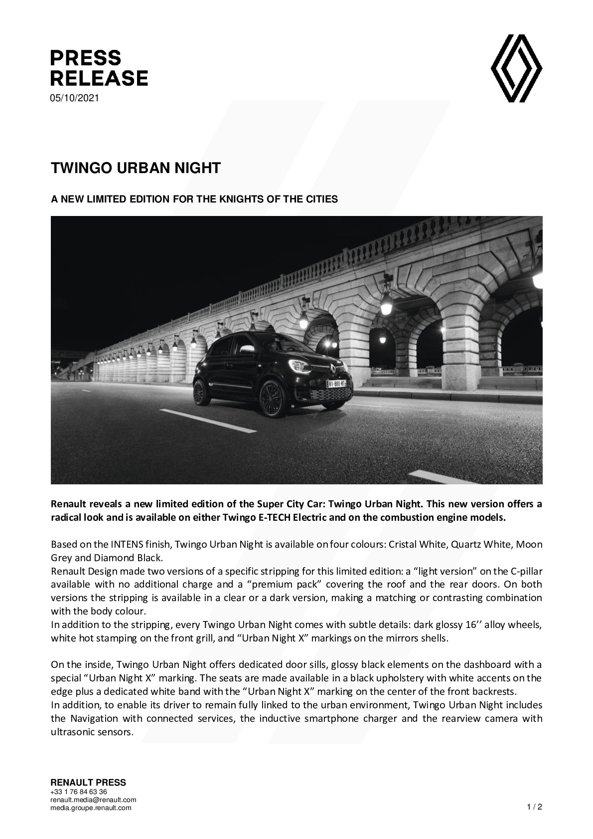 Twingo Urban Night: a new limited edition for the knights of the cities - Site  media global de Renault