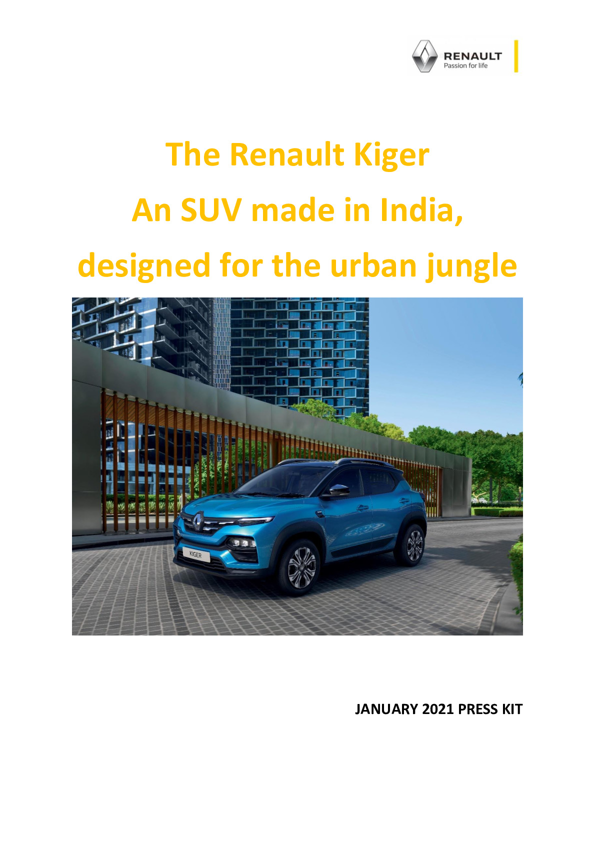 Renault Kiger: the new compact SUV for India - Site media global de Renault