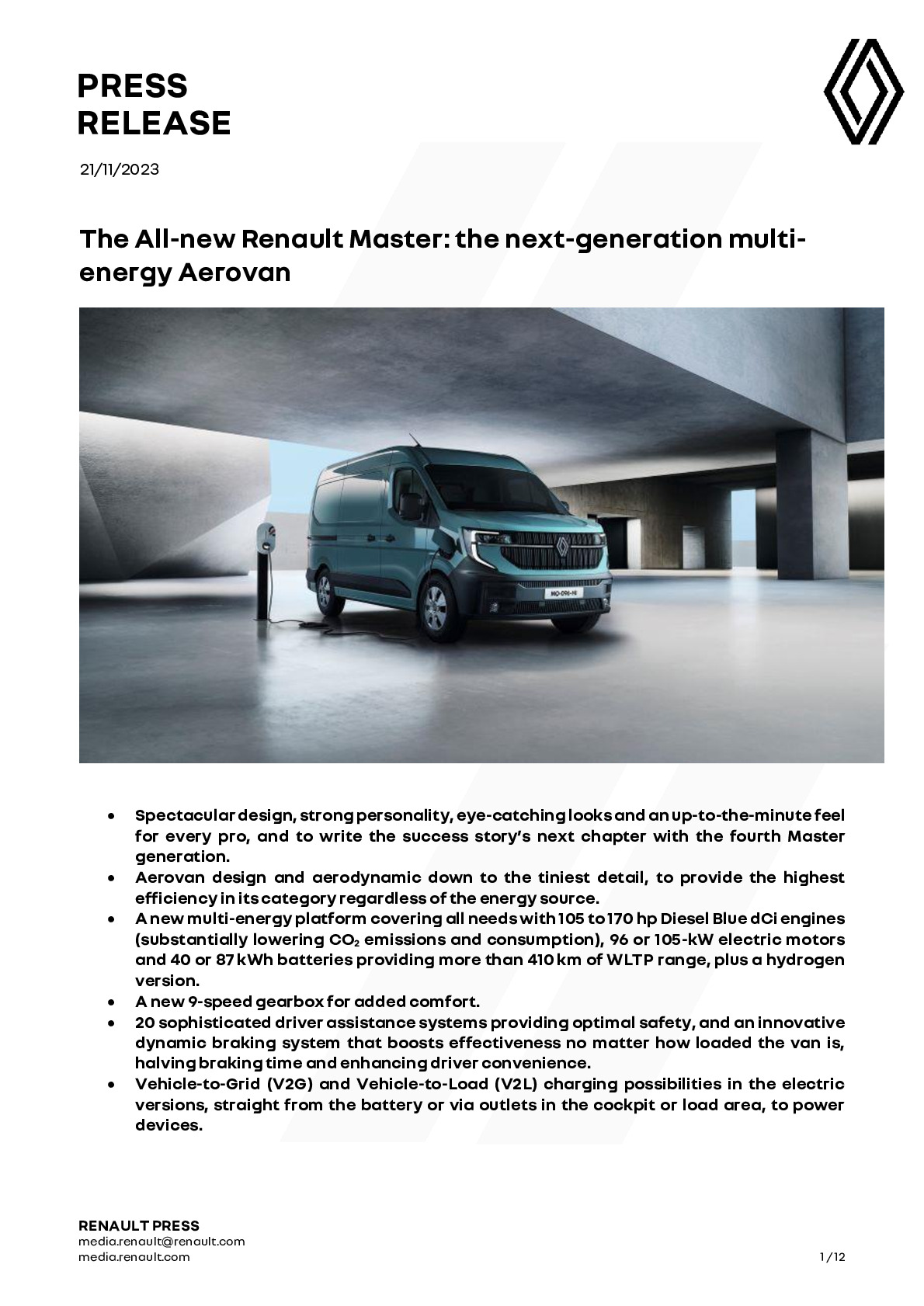 New Renault Master van offers more EV options